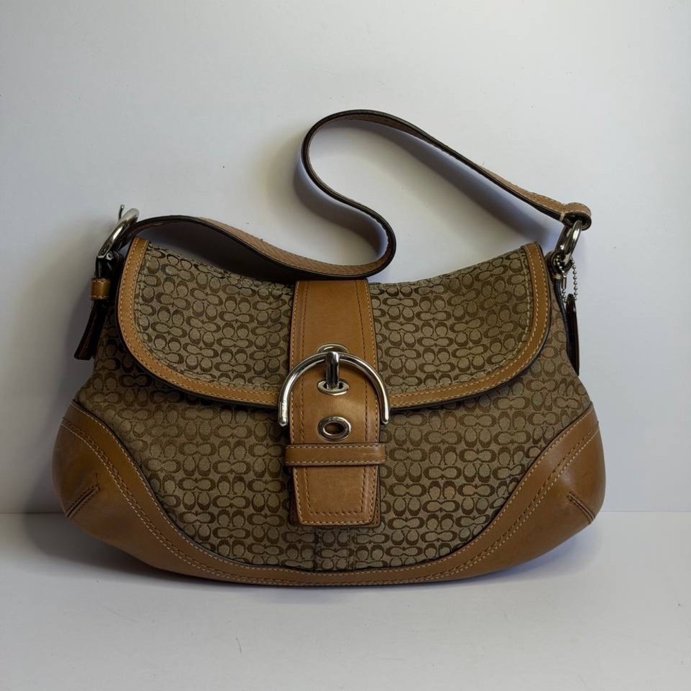 Coach Y2K SoHo Tan Signature Monogram C Canvas/Leather Shoulder Bag